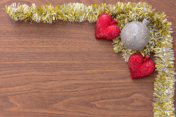 Composition and decoration with Christmas ornaments