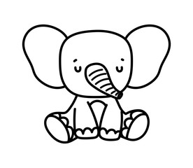 cute elephant sitting animal wildlife cartoon line style