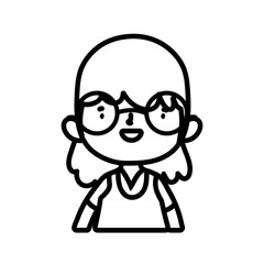 cute little girl happy cartoon character thick line