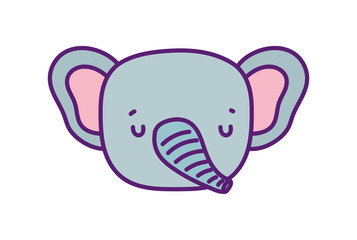 cute elephant head animal wildlife cartoon