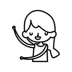 cute little girl happy cartoon character thick line