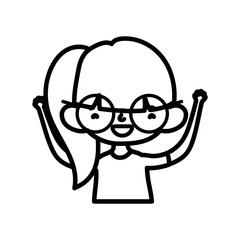 cute little girl happy cartoon character thick line