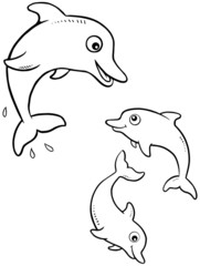 Dolphins Playing Illustration - 308605257