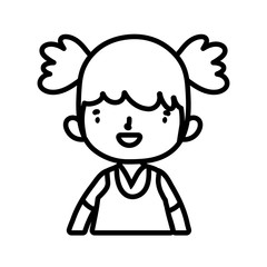 cute little girl happy cartoon character thick line