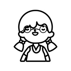 cute little girl happy cartoon character thick line