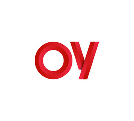 Initial two letter red 3D logo vector OY