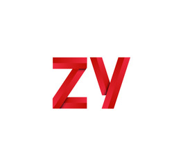 Initial two letter red 3D logo vector ZY