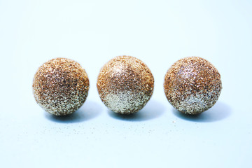 Christmas decoration balls on a blue background. holiday concept