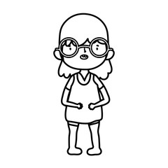 cute little girl happy cartoon character thick line