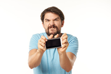 portrait of young man with tablet