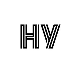 Initial two letter black line shape logo vector HY