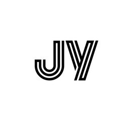 Initial two letter black line shape logo vector JY