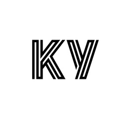 Initial two letter black line shape logo vector KY