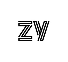 Initial two letter black line shape logo vector ZY