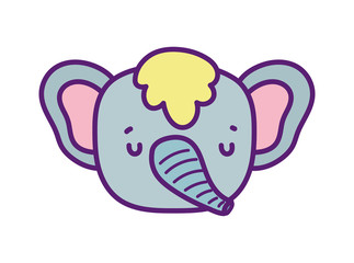 baby shower cute elephant with hair head cartoon
