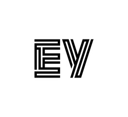 Initial two letter black line shape logo vector EY