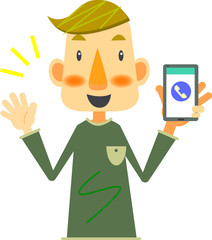 男性　スマホ　通話
