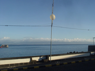 S Roque do Pico, Portugal, 11 29 2019: Christmas and New Year street decoration detail. on the ocean shore.