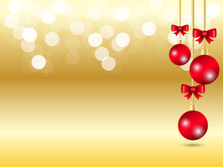 Naklejka na ściany i meble Golden Christmast invitation card with blank space - snowy bokeh background light