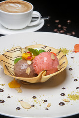 Ice cream served in crispy pancake