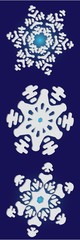 Collection of cute snowflakes on blue background.