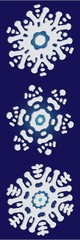 Collection of cute snowflakes on blue background.