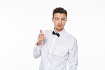 young man with thumb up