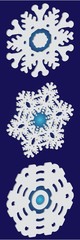 Kit of simple christmas snowflakes on blue background.