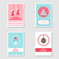 Cartoon Christmas invitation card in flat colorful color