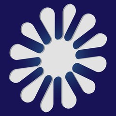 Isolated silhouette of snowflake on blue background.