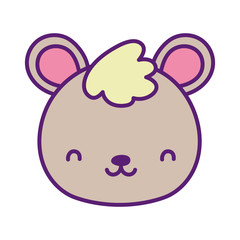 cute teddy bear face toy cartoon icon