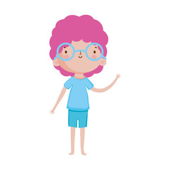 cute little boy with glasses cartoon character design