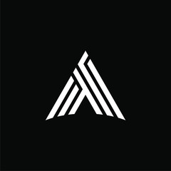 Initial letter A logo template with arrow head icon in triangle flat design illustration
