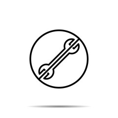 No wrench icon. Simple thin line, outline vector of web ban, prohibition, embargo, interdict, forbiddance icons for ui and ux, website or mobile application