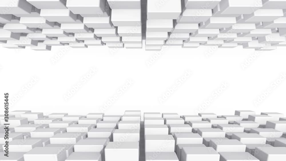 Poster loopable abstract up and down alternative moving white cube box motion footage background.