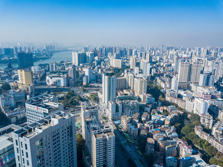 Aerial photography of bustling high-rise buildings in Asian cities