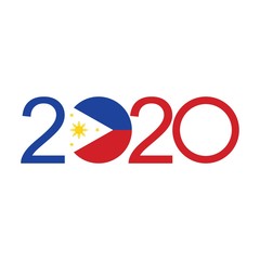 Happy New Year 2020 design template. Design for calendar, greeting cards or to printing. Philippines 2020 vector illustration