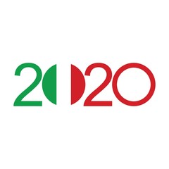 Happy New Year 2020 design template. Design for calendar, greeting cards or to printing. Italy 2020 vector illustration