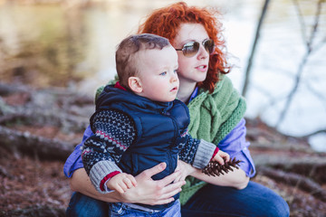 mother and son in the park