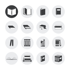 Book vector icon set in circles