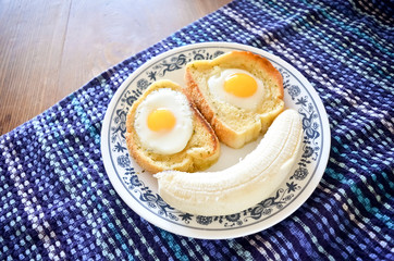 Silly Breakfast Face with Toast, Eggs, and Banana