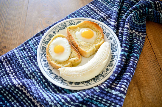 Silly Breakfast Face with Toast, Eggs, and Banana