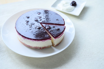 rare cheese with cream and blueberry