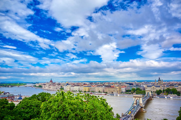 A view of Budapest, Hungary along the Danube River from Fisherman's Bastion.