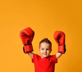cute little boy with boxing gloves
