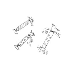 Set of gift box. Candy. Doodles, outline, hand drawn. For Christmas, new year, birthday, Valentines day, easter wedding holidays