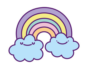 baby shower cute rainbow and clouds cartoon