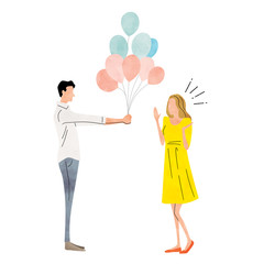 Illustration material: couple, love, happiness, confession, lifestyle