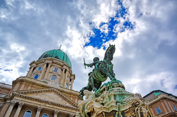 The exterior of Buda Castle located in Budapest, Hungary.