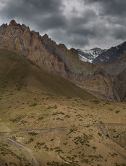 Winding roads at Fotu La Pass on Kargil Leh road,Ladakh, India
